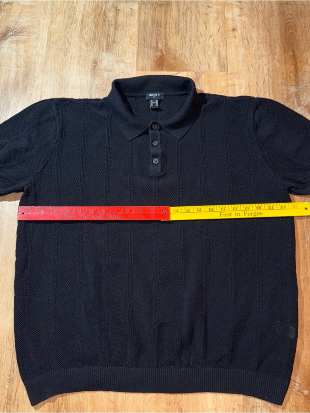 Men’s Forever 21 See Through Knit Polo Shirt Mesh Breather Black sz. 2 XL Casual